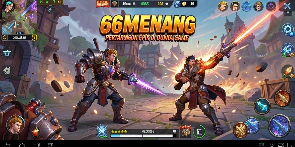 Tampilan gameplay pertarungan yang seru di 66MENANG.