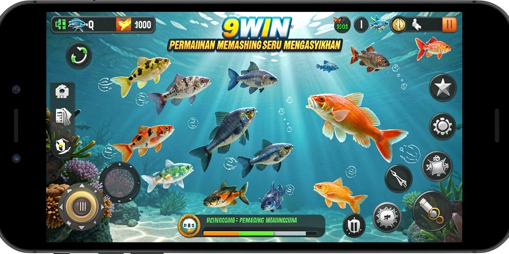 Screenshot gameplay 9WIN menampilkan petualangan memancing yang menarik.