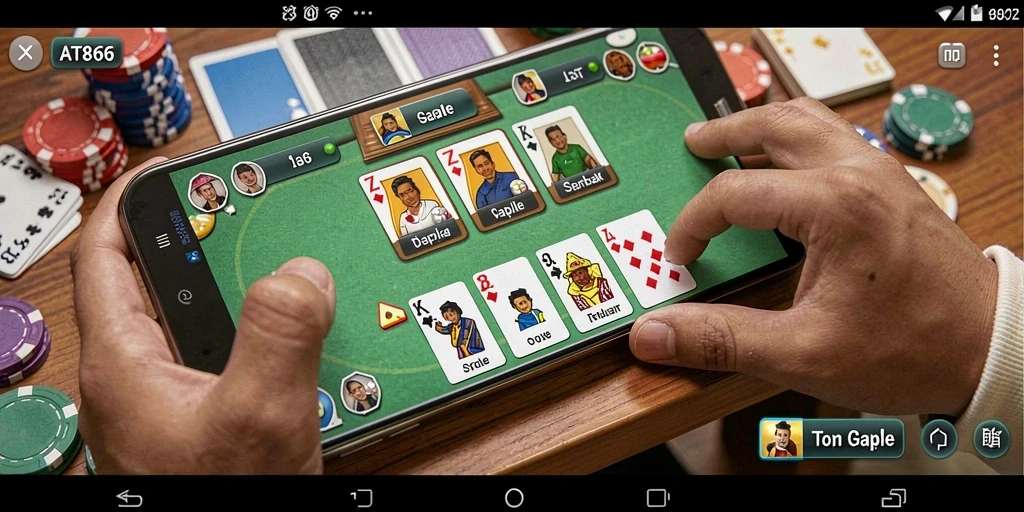 Screenshot menunjukkan gameplay seru dari Gaple di AT866.