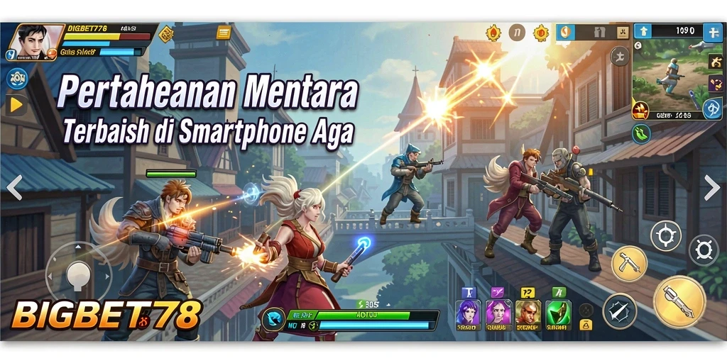 Tampilan gameplay seru di BIGBET78 dengan menara pertahanan yang strategis.