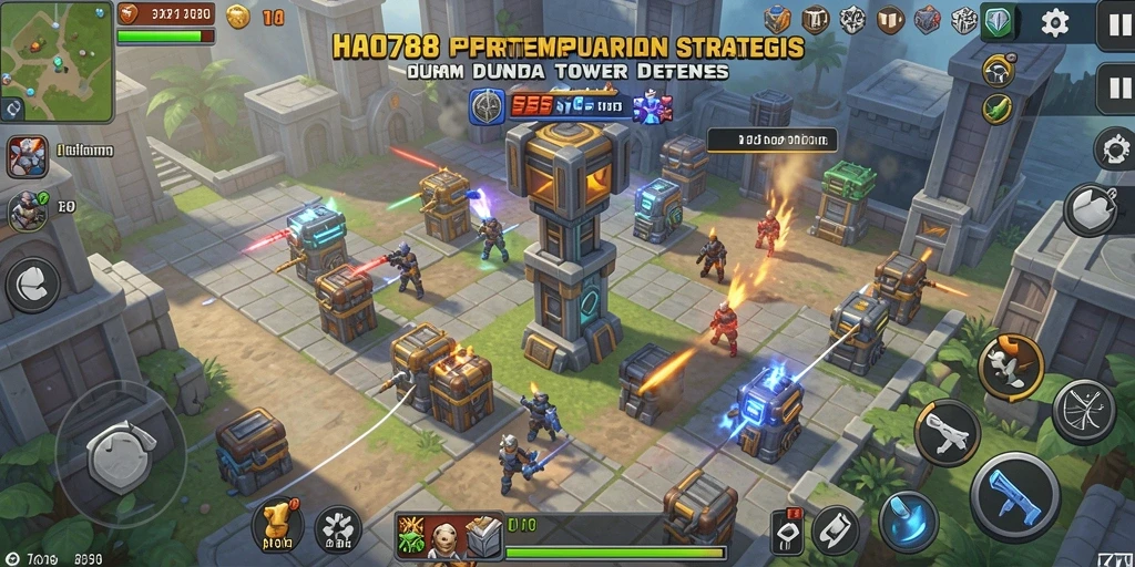 Screenshot gameplay HAO788 menunjukkan serangan menara yang menakjubkan.