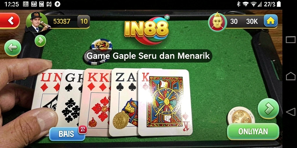 Screenshot gameplay IN88 menampilkan keseruan bermain Gaple.