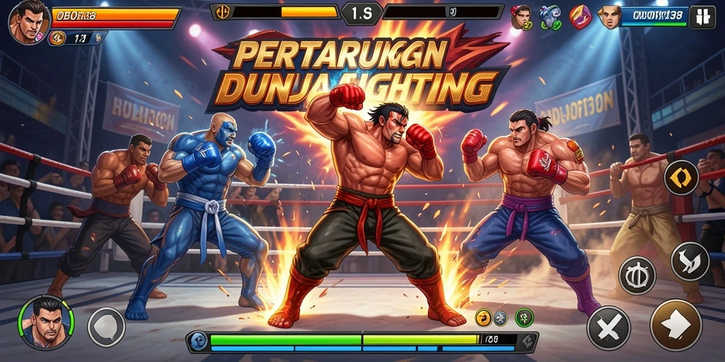 Tampilan gameplay OBOR138 saat pertarungan seru dan dinamis.