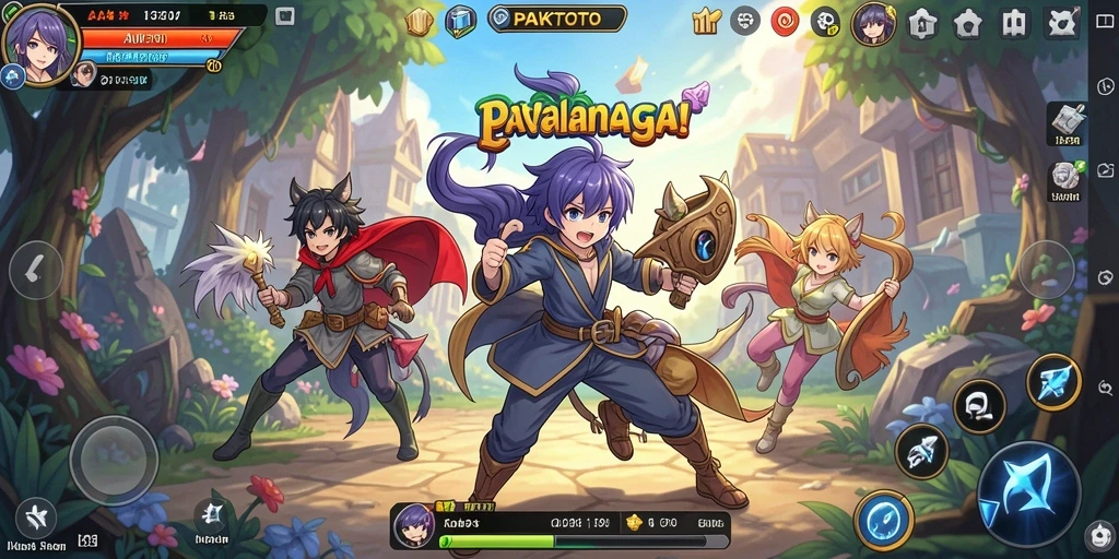 Tangkapan layar gameplay PAKTOTO menampilkan karakter anime yang penuh aksi.