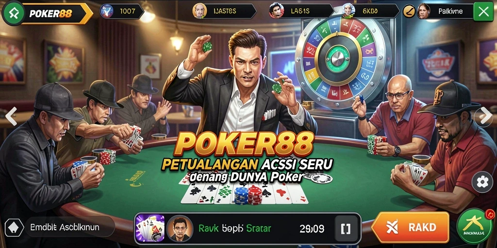 Tampilan permainan POKER88 yang intens dan mendebarkan.