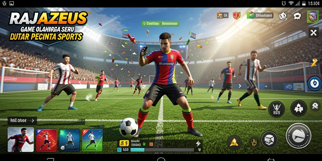 Screenshot gameplay RAJAZEUS dengan aksi olahraga intens.