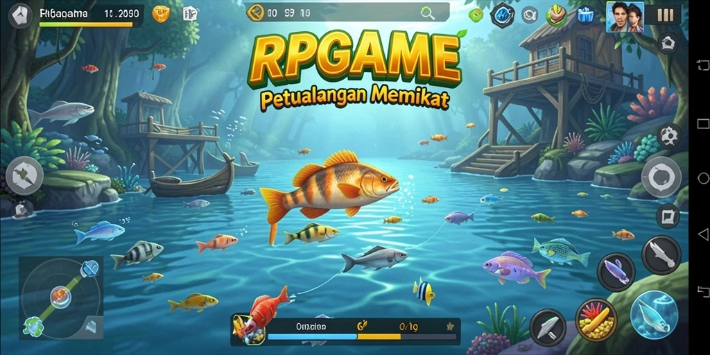 Tampilkan gameplay menarik dalam RPGAME saat memancing.
