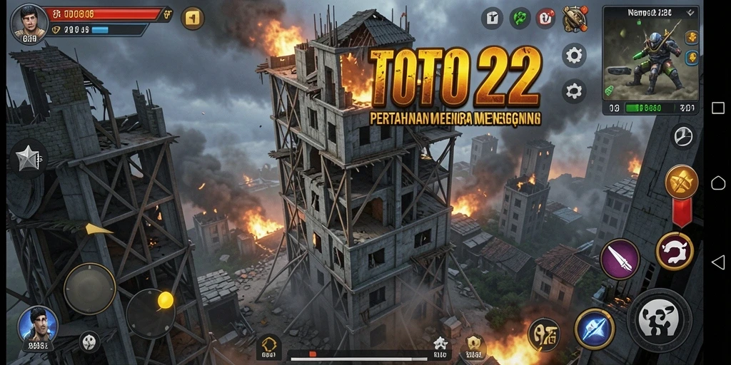 Tampilan gameplay menegangkan TOTO22 yang menampilkan strategi Tower Defense.