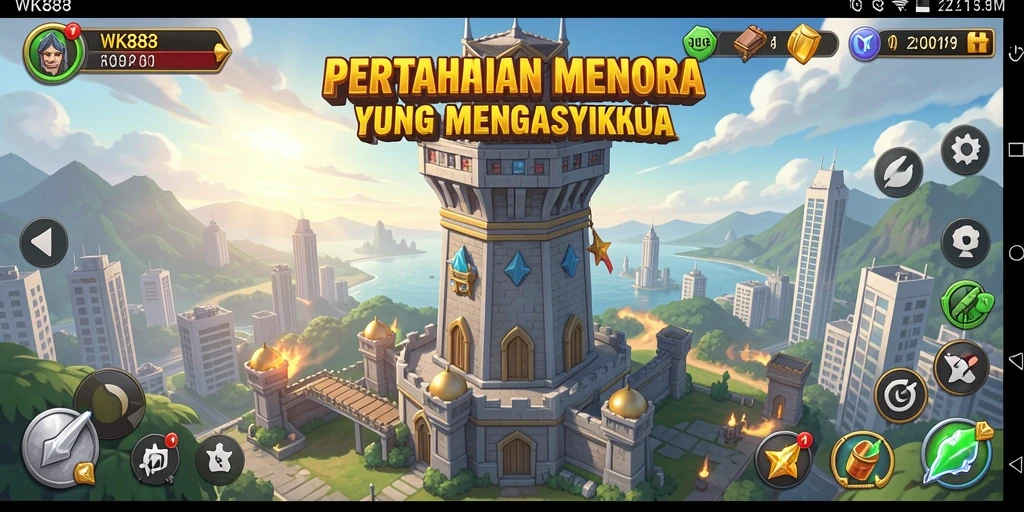 Gameplay menegangkan dalam WK888 Tower Defense.